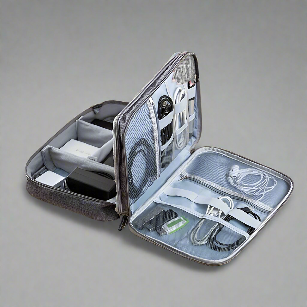 Grey tech bag organizer.