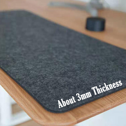Black wool mat with 'About 3mm Thickness' text on a wooden surface