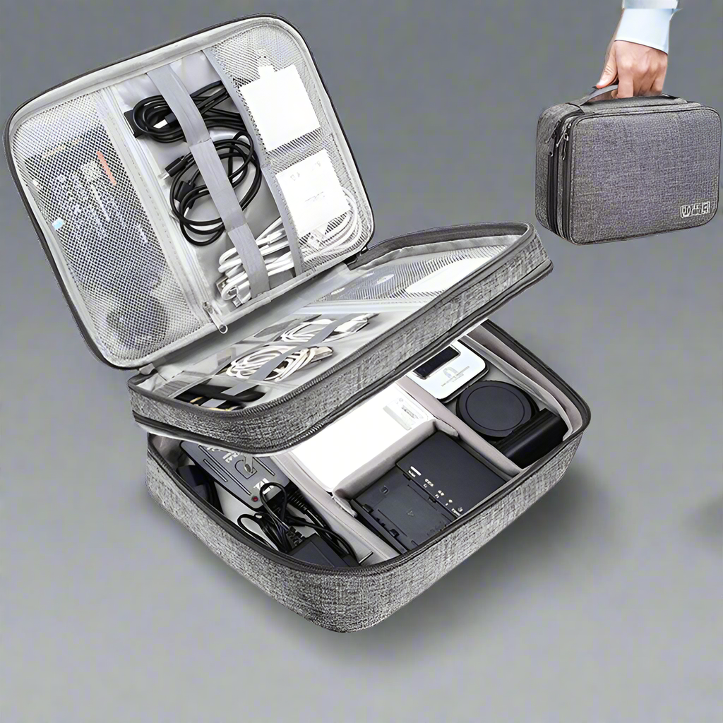 Grey tech bag organizer.