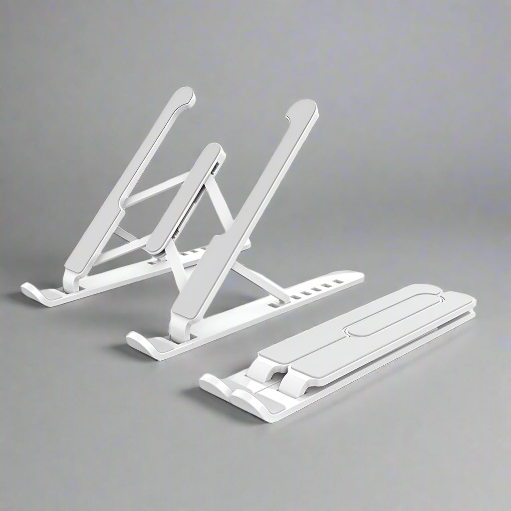 White metal laptop stand on a white background