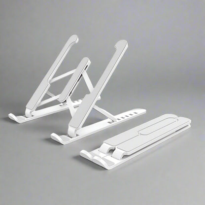White metal laptop stand on a white background