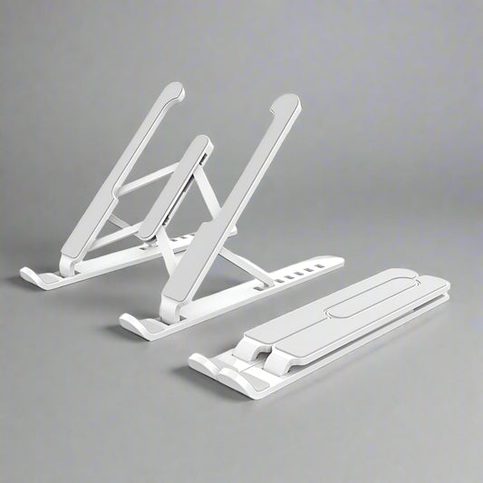 White metal laptop stand on a white background