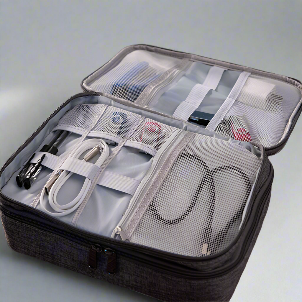 Grey tech bag organizer.