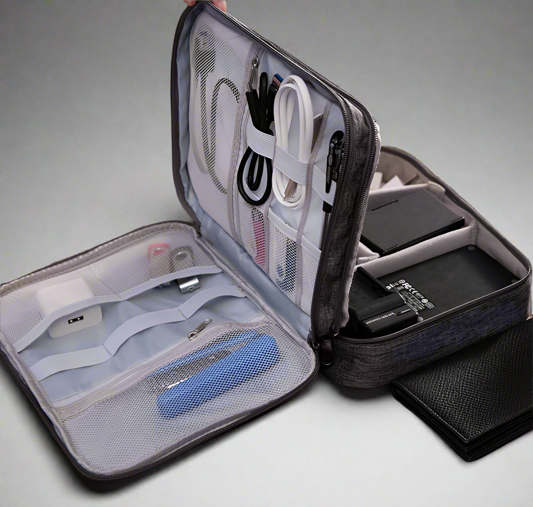 Grey tech bag organizer.